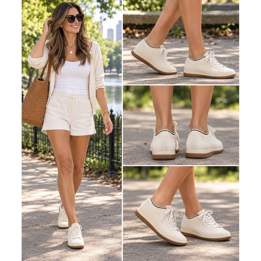 Rothy's The RS01 Sneaker Bone White Knit Lace Up Low Top Shoes Size 9